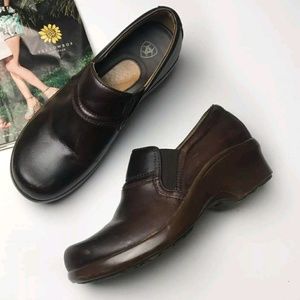 Ariat Sutter Brown Leather Waterproof Clogs Shoes 